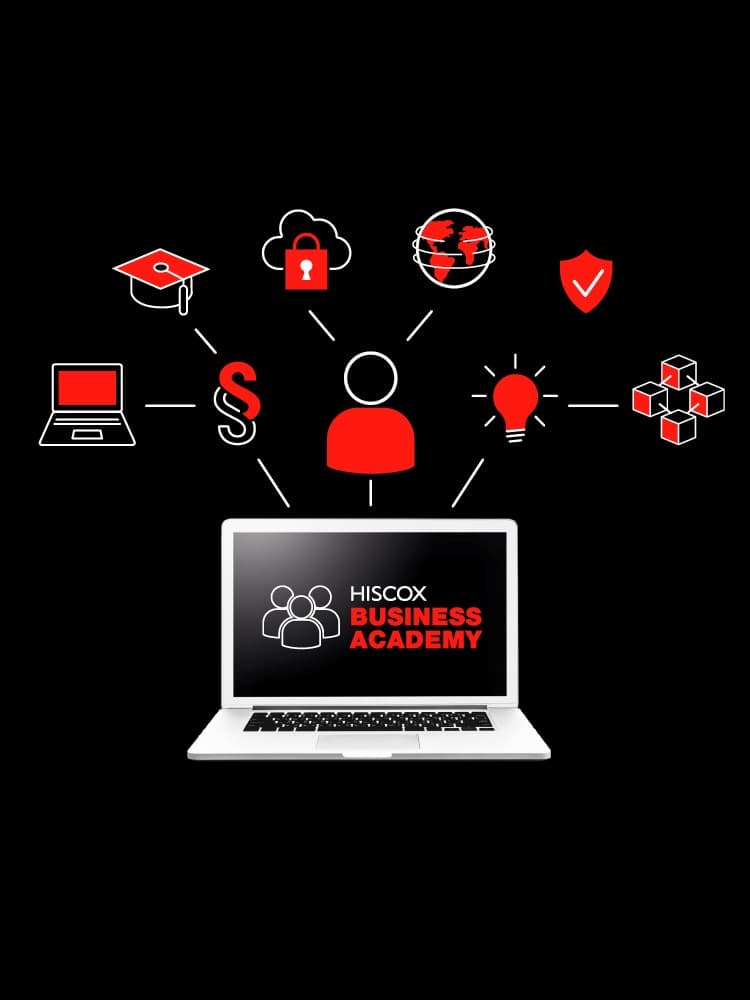 Laptop mit Hiscox Business Academy