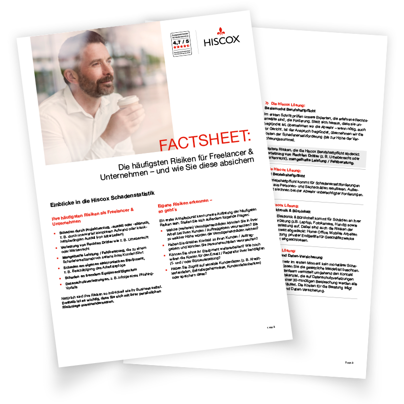 Vorschau des Factsheets zu häufigen Risiken für Freelancer und Unternehmen